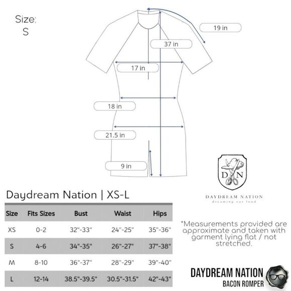 DAYDREAM NATION BACON ROMPER UNION SUIT IN BLACK COTTON/MODAL UNISEX SIZE SMALL - Picture 15 of 16